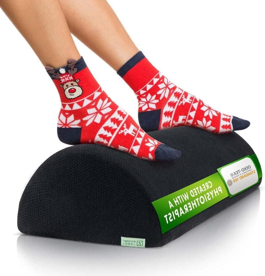 Voetensteun voor Onder Bureau op Kantoor Scandinavisch Grijs Stevig Comfortabel Thuis Op Reis Voetensteun Bureau Wasbare Hoes Antislip Voetenbank met Schommelend Ergonomisch Ontwerp Foot rest