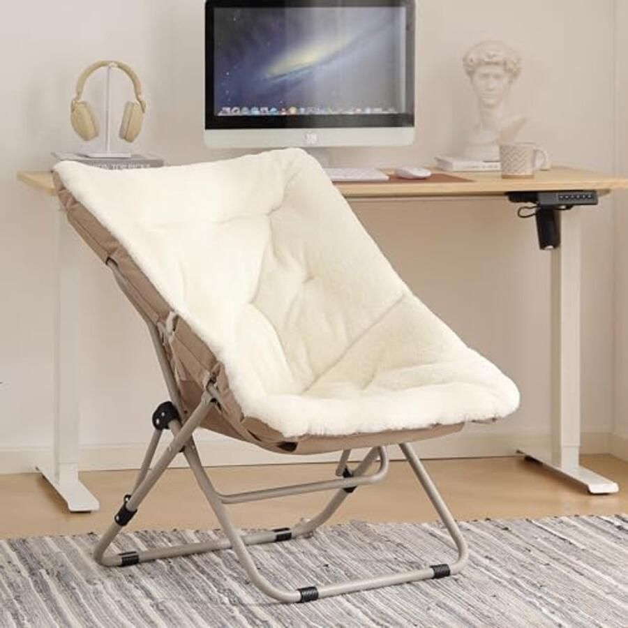 Comfortabele Vouwstoel voor Binnen en Buiten – Zachte Faux Fur Loungebank