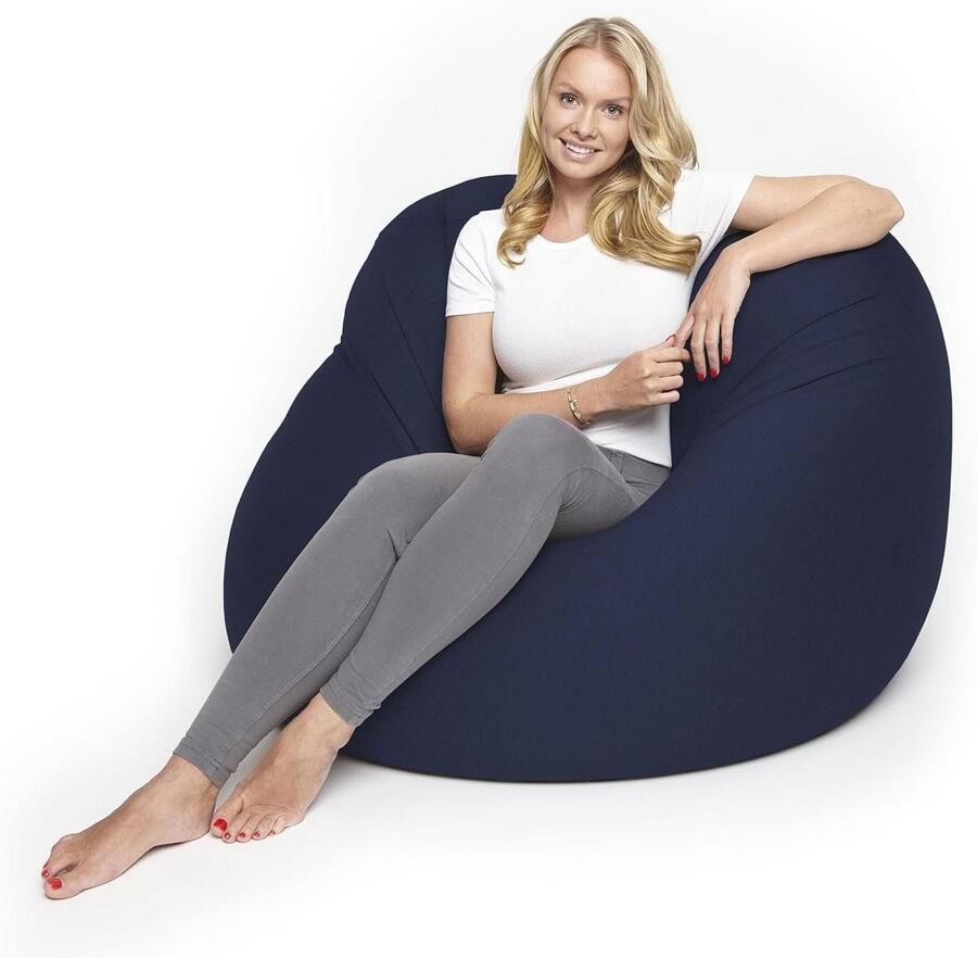 Comfortabele Zitzak Big Flexibele Bean Bag 155 x 100 cm Ideaal voor Liggen en Zitten Fauteuil & Bank voor Kinderen en Volwassenen Marineblauw