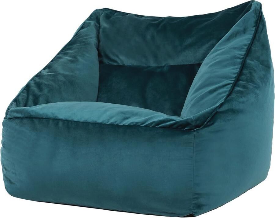 Comfortabele Zitzak Fauteuil Blauwgroen Fluwelen Stof Luxe Zitzak voor Slaapkamer en Woonkamer