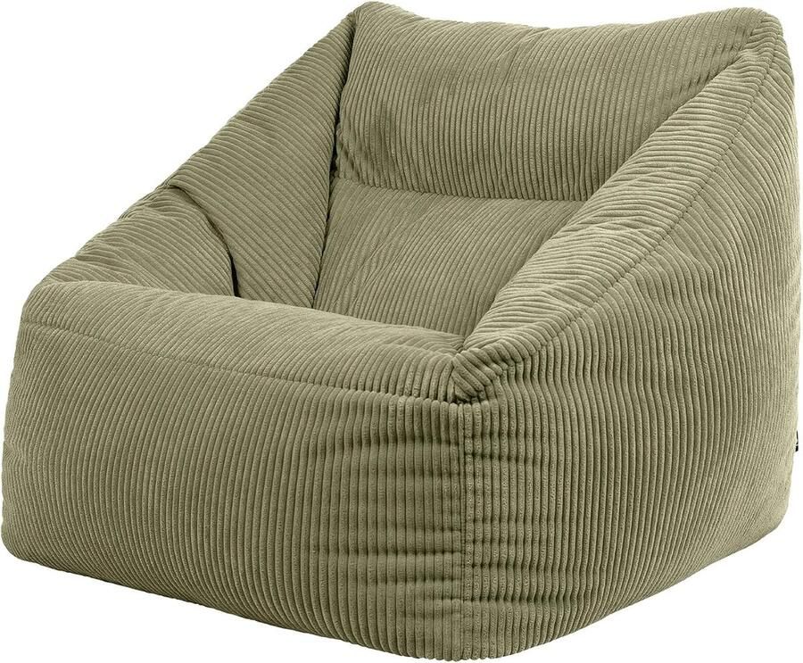 Comfortabele Zitzak Fauteuil in Salie Groen Corduroy Stof voor Woonkamer en Slaapkamer