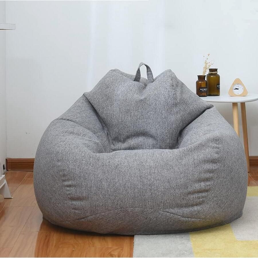 Comfortabele zitzak zonder vulling voor volwassenen en kinderen Opbergpoef voor speelgoed en loungen (100 x 120 cm donkergrijs)