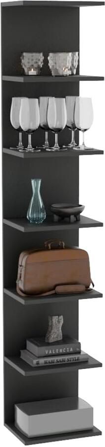 ComfortCove Wandplank Boekenkast Wandgemonteerde Unit Plankenkasten Zwevende Planken Boekenplank Opbergmappenplanken voor Slaapkamer Woonkamer Badkamer Keuken Kantoor 7 Planken Zwart