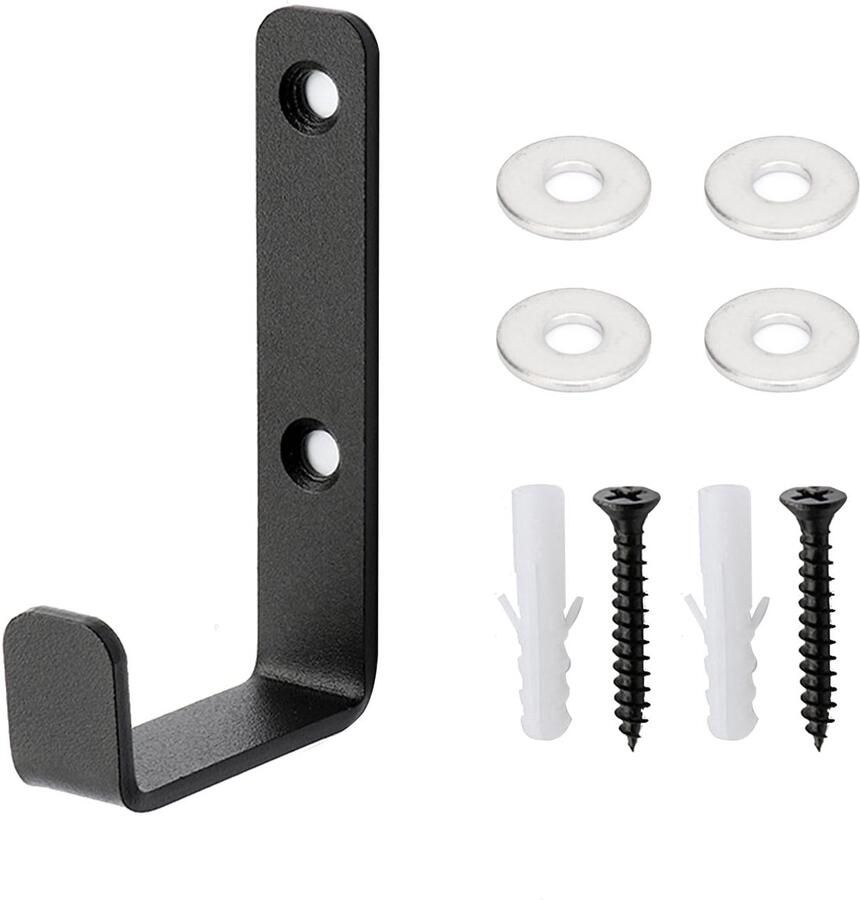 Comioke kapstokhaken heavy duty wandhaken heavy duty 1 stuk heavy duty wandhaak zwarte universele haken om te schroeven J-haken wandhanger J zwarte haken wandhaken kapstokhaken