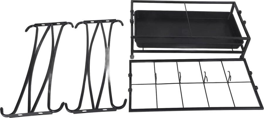 Commerciel vrijstaande ijzeren parapluhouder met druppellade 10 gaten 8 haken paraplurek voor thuis of hotellobby (zwart)