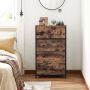 Inandoutdoormatch Commode Kellen Opbergkast Stoffen Lades met MDF Front Industrieel Design Hal Woonkamer Vintage Bruin Zwart Vaderdag cadeau - Thumbnail 2
