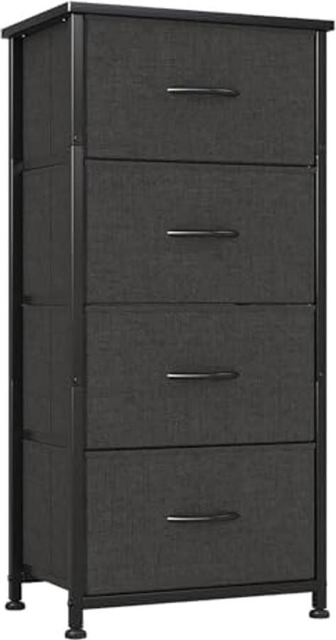 Commode met 4 stoffen laden Ruimtebesparend en elegant 1 stuk Zwart Hout