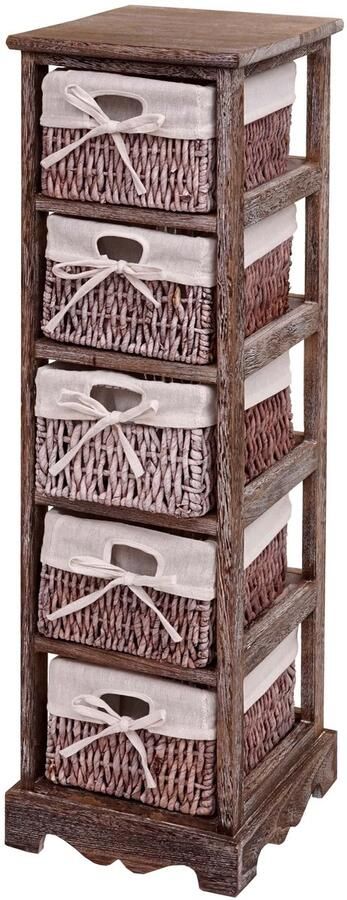 MCW Commode met 5 mandladen 90x25x28cm shabby look vintage ~ bruin