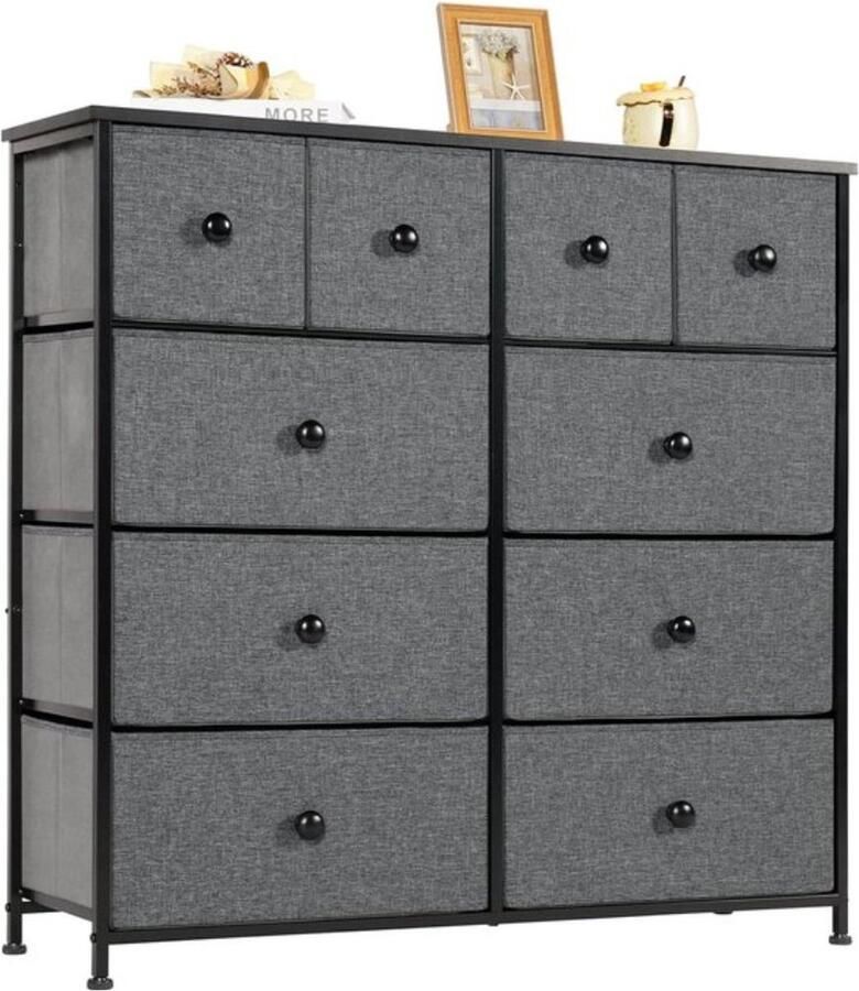 Commode met laden van stof sideboard met 10 stoffen laden ladekast opbergmeubel voor keuken kantoor hal tv-kast met laden
