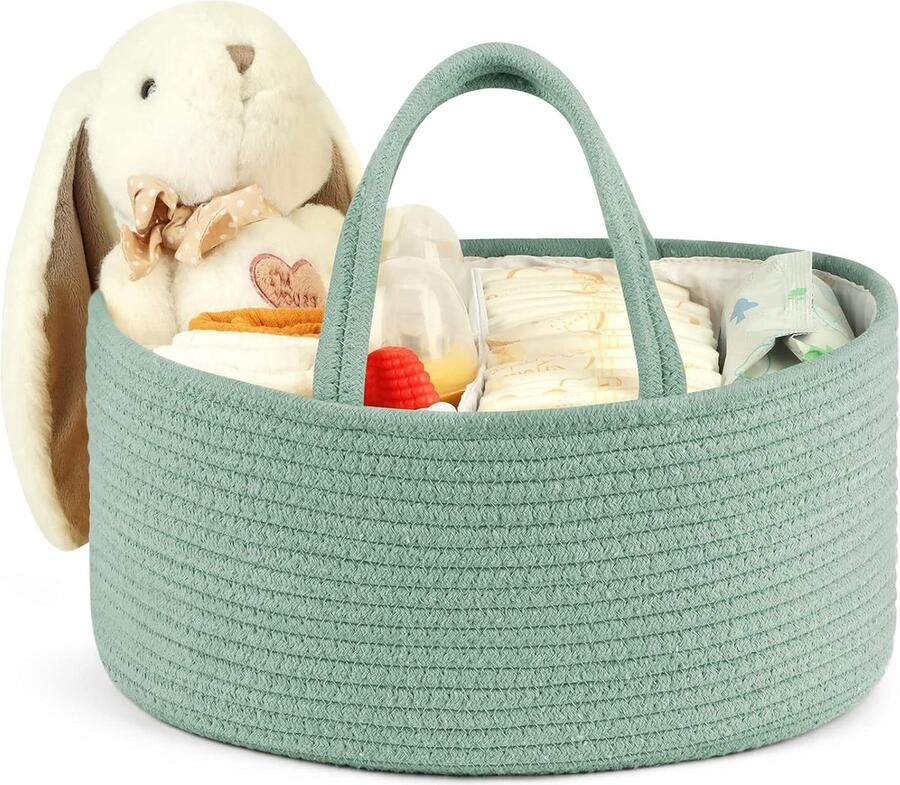 Commode-organizer baby-organizermand opbergmand voor commode luiercaddy met vakken en handgrepen groen