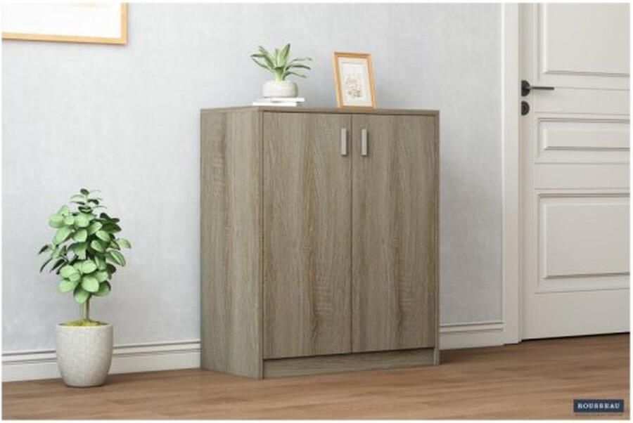 ZAZA Home Commode 'Space' 2 deuren Sonoma Spaanderplaat ABS boorden en decor