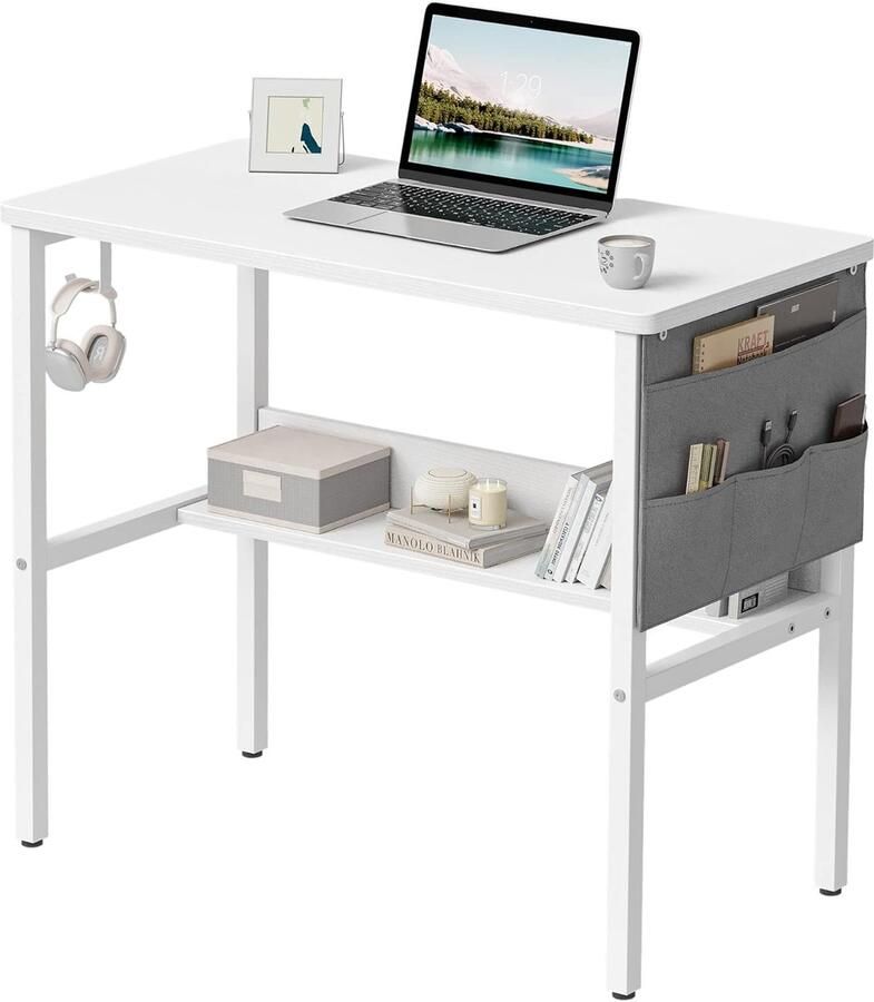 Compact Bureau 80 x 40 cm Stabiele Computertafel voor Thuis en Kantoor