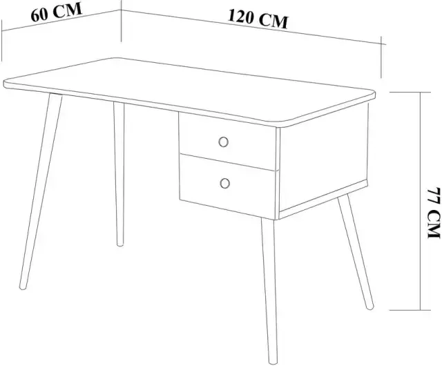 Compact Bureau Dennenhout & Wit Design 2 Handige Lades 120x77x60 cm