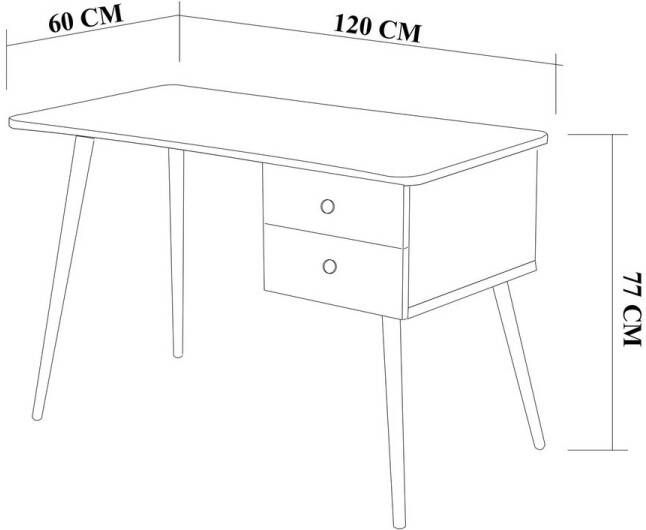 Compact Bureau Dennenhout & Wit Design 2 Handige Lades 120x77x60 cm