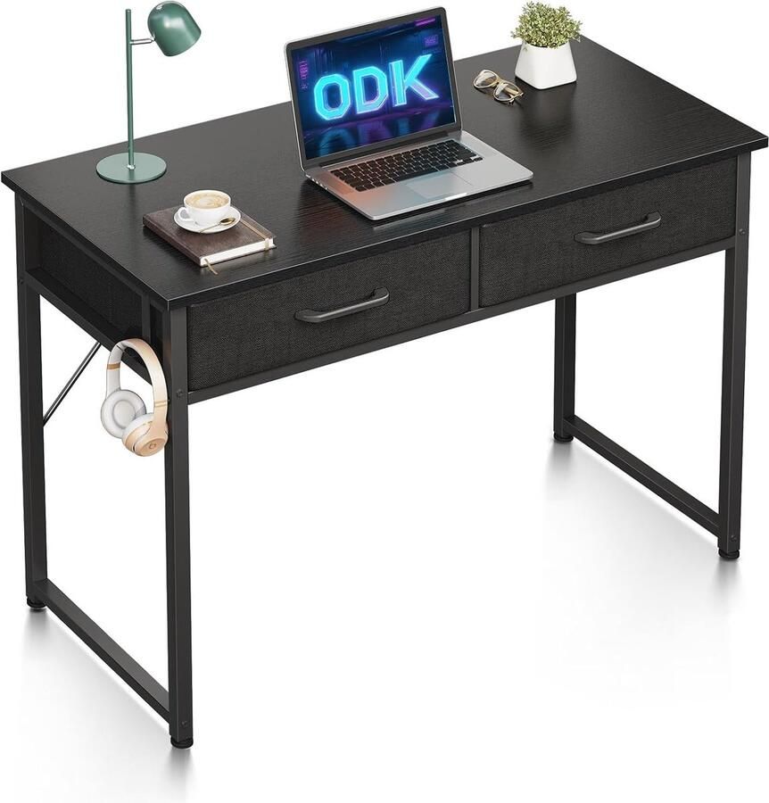 Moderne bureau met 2 laden en koptelefoonhouder compact kantoor- en thuiskantoor bureau (100 x 40 x 78 7 cm) - Foto 2