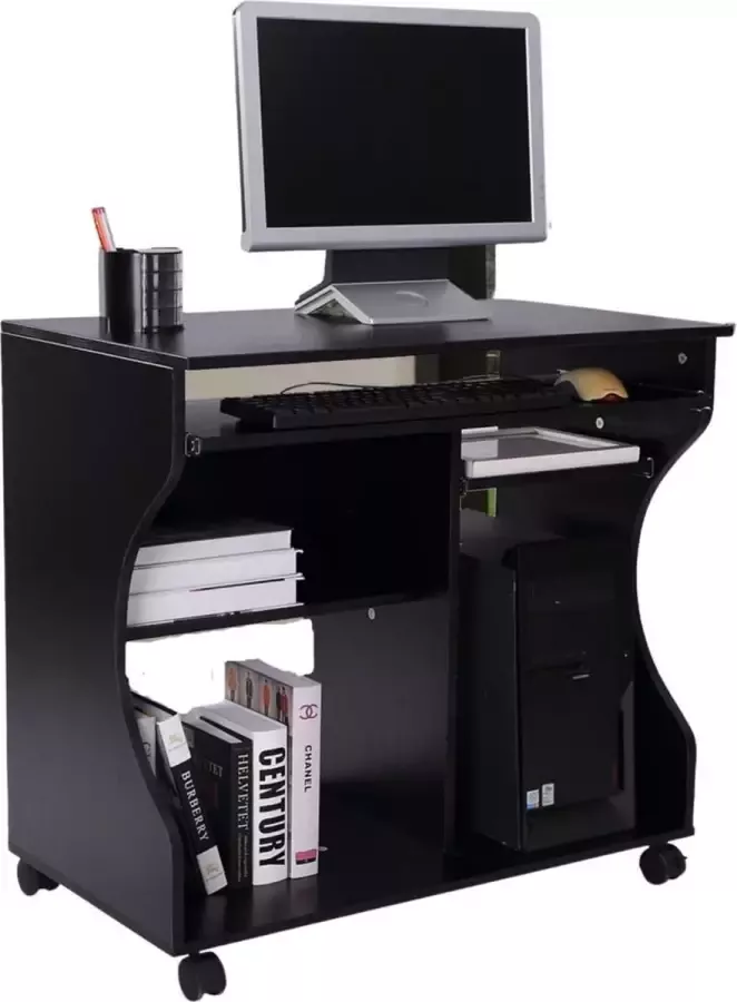 NiceGoodz Compact Bureau Schrijftafel Computerbureau Bureautafel Bureau Verrijdbaar 80 x 48 x 76 cm Zwart