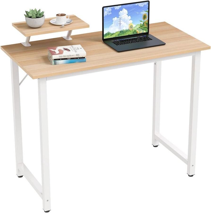 Compact Computerbureau met Monitorstandaard 80 x 40 x 75 cm Perfect voor Kleine Ruimtes