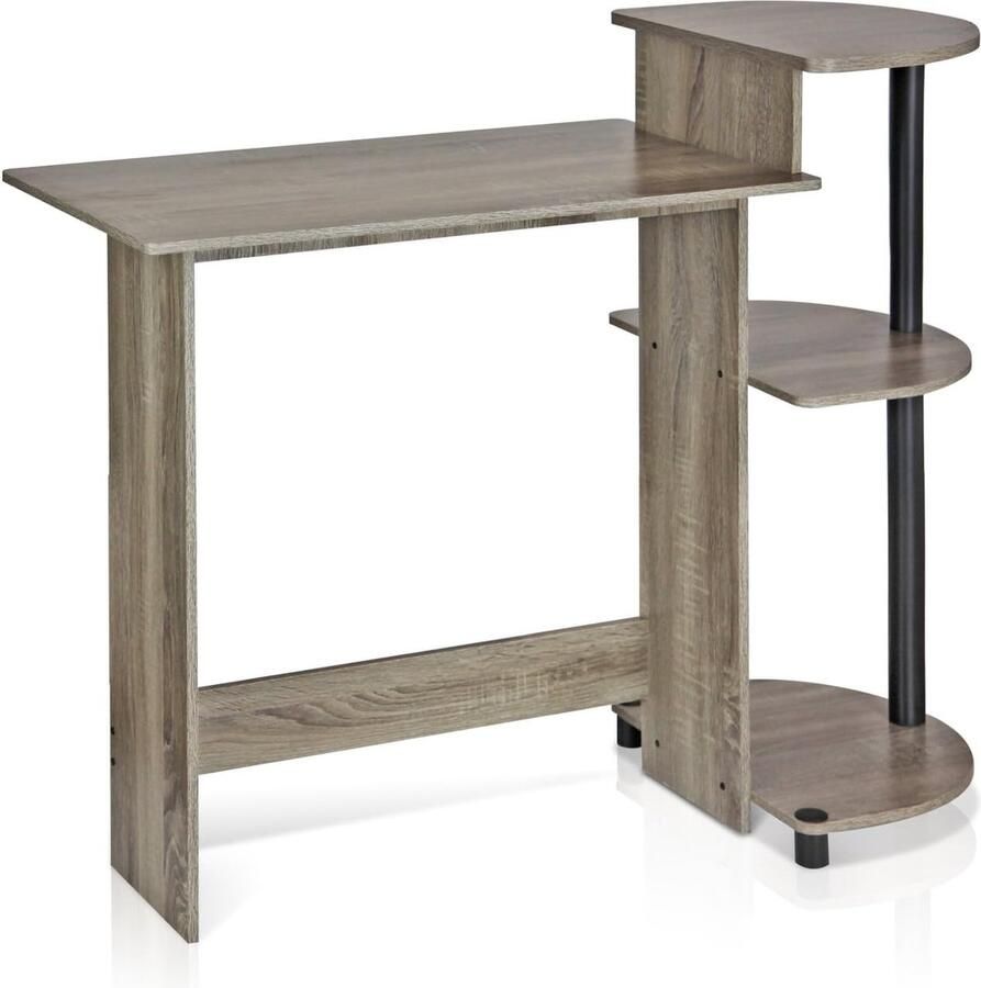 Compact computerbureau pc-tafel Frans eiken zwart 99 x 85 3 x 39 4 cm