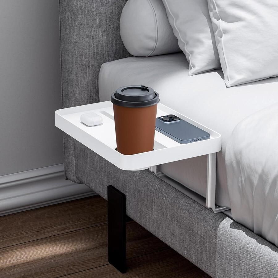 Aanpassing titel:Compact formaat nachtkastje plank met lade beker- en koordhouder voor platform bed Perfect voor college slaapzalen