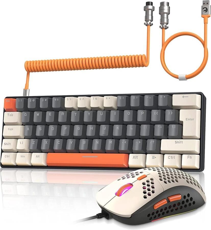 Compact Mechanisch Toetsenbord en Gaming Muis Combo met RGB-achtergrondverlichting en 6400 DPI