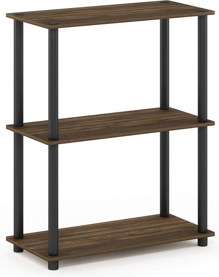 Compact multifunctioneel rek met 3 niveaus hout Columbia walnoot zwart 75 18 x 59 94 x 29 46 cm