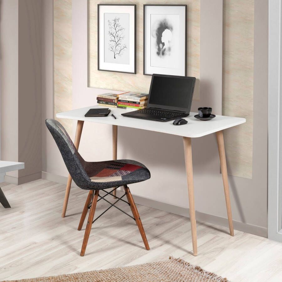 Compact wit bureau Ideaal voor thuiswerken en studeren in kleine ruimtes