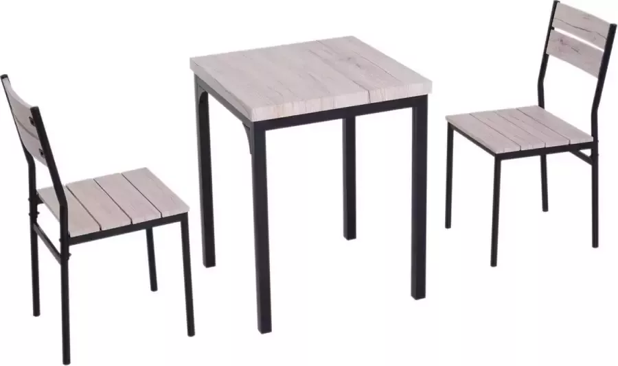 Merkloos Compacte Eettafel set met 2 Stoelen Eetkamertafel met eetkamerstoelen Balkonset Zitgroep 2 Personen Hout -... - Foto 1