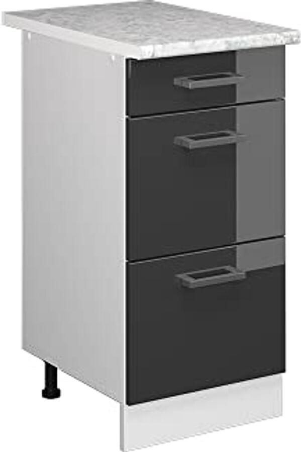 Compacte Keukenmodule met Ladeonderkast en Werkblad – 40 cm Hoogglans