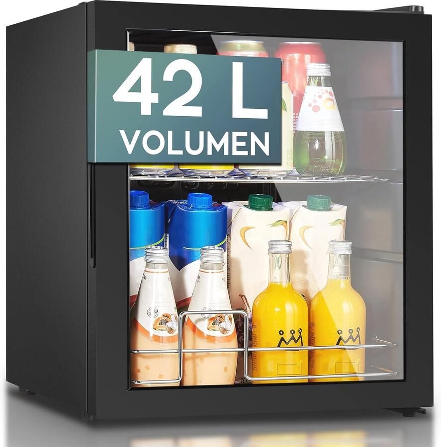 Compacte Mini Koelkast met Glazen Deur voor Dranken Stil en Energiezuinig