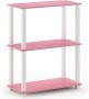Compacte multifunctionele plank met 3 niveaus en vierkante buis hout roze wit 28 96 x 59 94 x 75 18 cm - Thumbnail 1