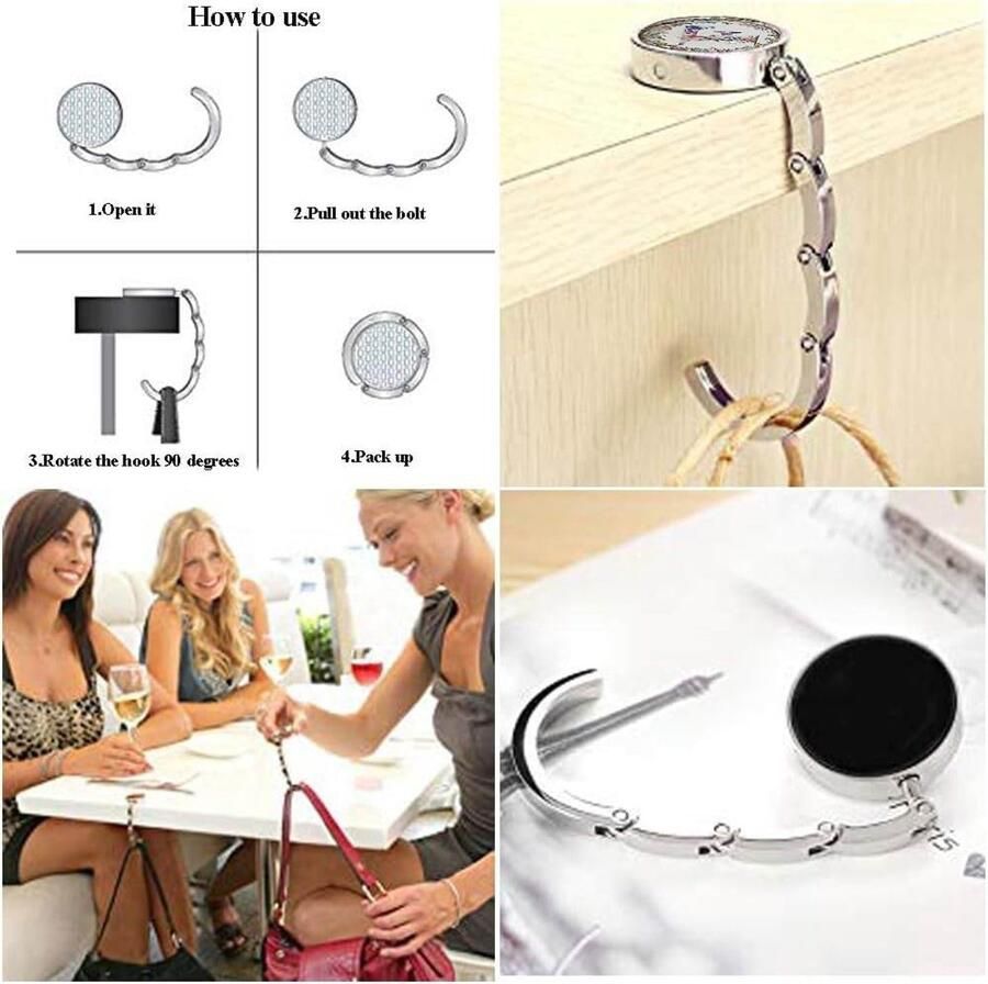 Compacte ronde portemonnee haken voor tafel en bars Draagbare tas hangers en organisatoren set van 2