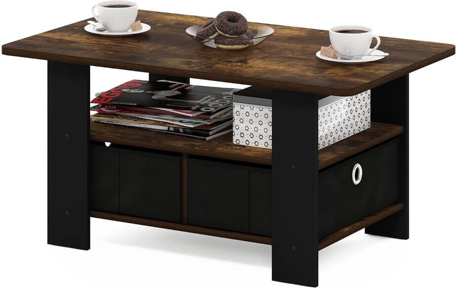 Compacte salontafel met opbergbak stijlvol en praktisch 1 stuk composiethout 48x80x39 cm