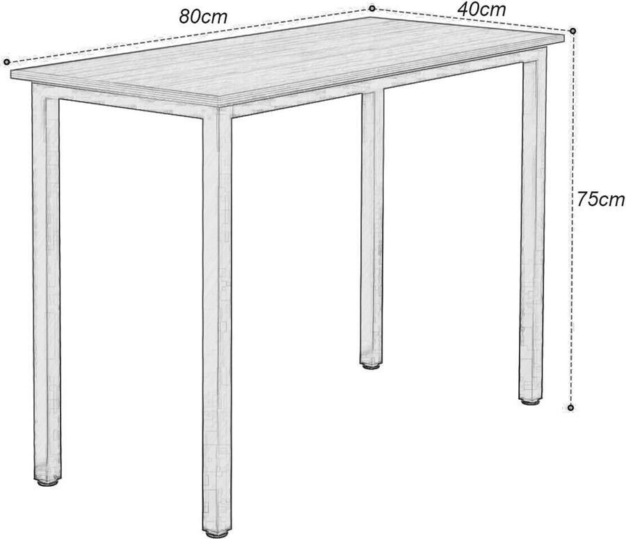 Compacte schrijftafel kantoormeubel 1 stuks zwart 80x40x75 cm