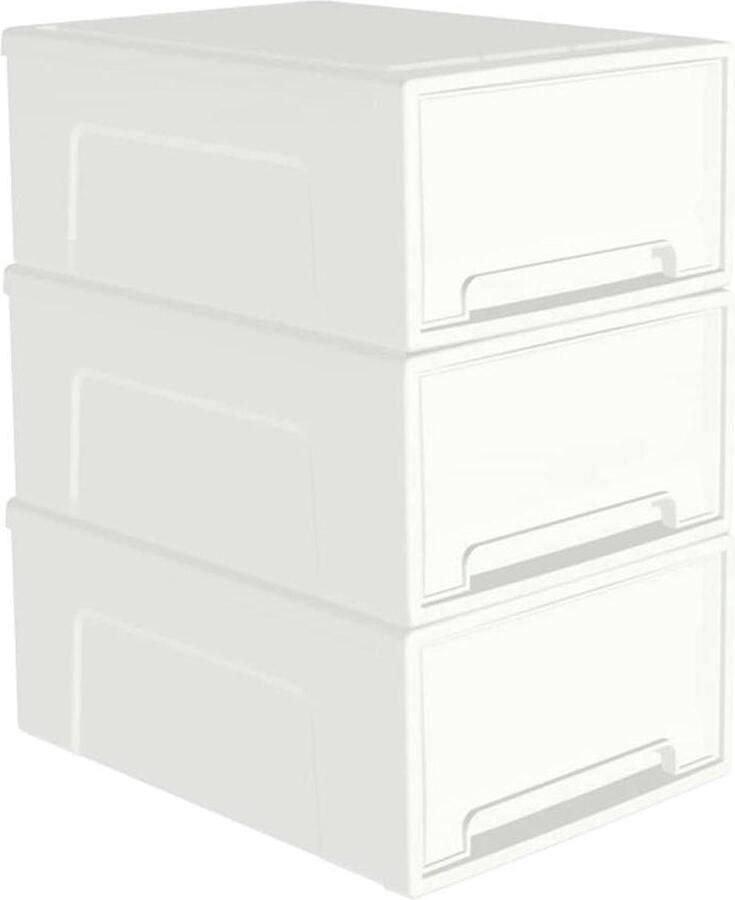 Compacte stapelbare opberglade 50L kunststof ladeorganizer met witte deuren keuken bijkeuken bureau huis ontrommelen winkel schoenen ambachtelijke