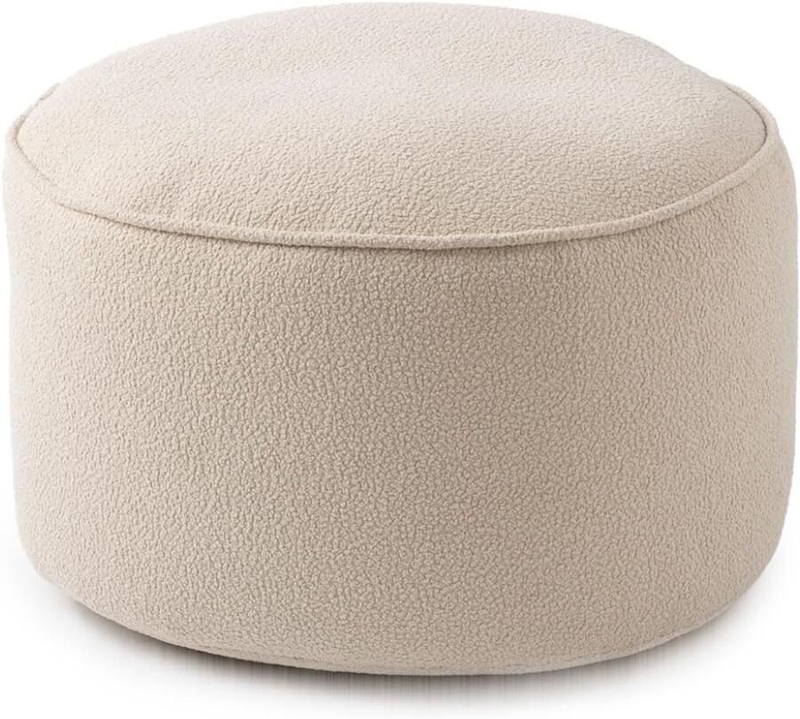 Compacte Zitzak Poef 3-in-1 Design Voor Binnen Multifunctionele Kruk Tafel en Voetenbank Pluizige Bean Bag Ø 25 x 45 cm