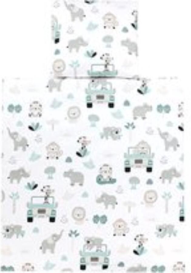 Compleet 4-delig Baby Bedtextielset met Dierenontwerp in Groen voor Ledikantje
