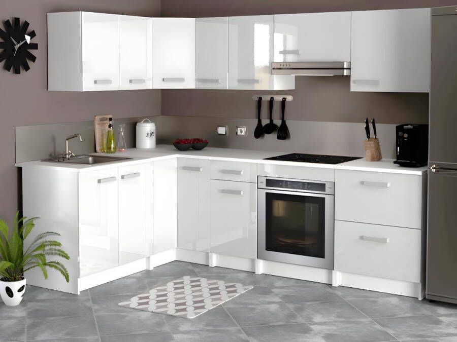 Complete hoekkeuken 11 kasten Wit TRATTORIA L 416 cm x H 85 cm x D 60 cm