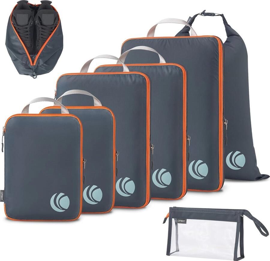 Compressie Verpakkingskubussen Set Ultralichte Reisbagage Organizer voor Handbagage (8 Stuks)