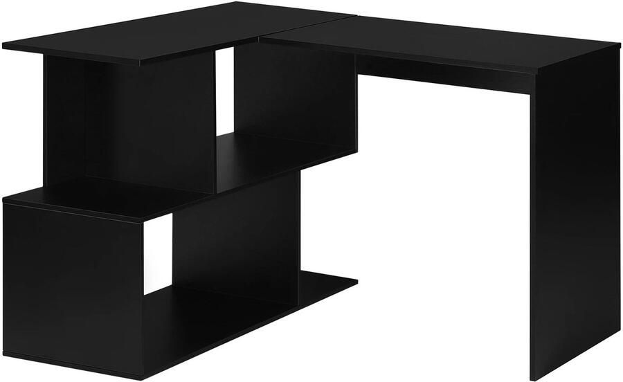 Corenia Computer Bureau Gaming Bureau Gaming Tafel Computer Tafel Hoekbureau Laptoptafel L-Vorm 100x40x77cm Ruimte voor Boeken en Documenten Zwart