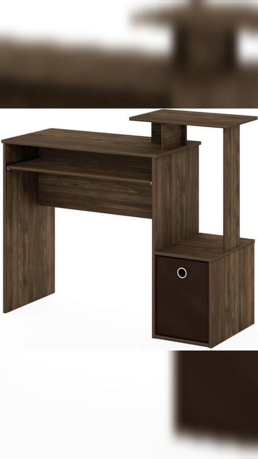 SHOP YOLO -computer bureau- met legplank en lade Hout 100x40x86 6 cm-Columbia-walnoot donkerbruin
