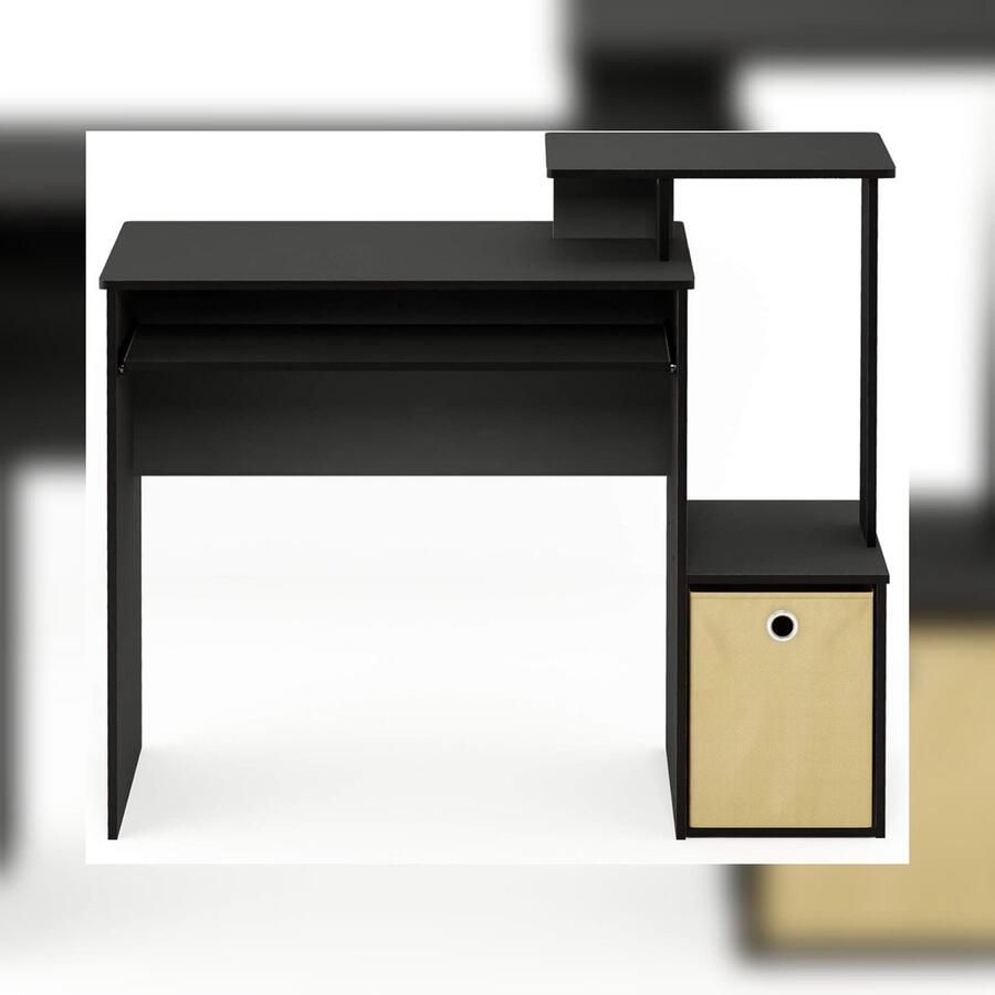 SHOP YOLO -computer bureau- met legplank en lade Hout 100x40x86 6 cm-Zwart Bruin