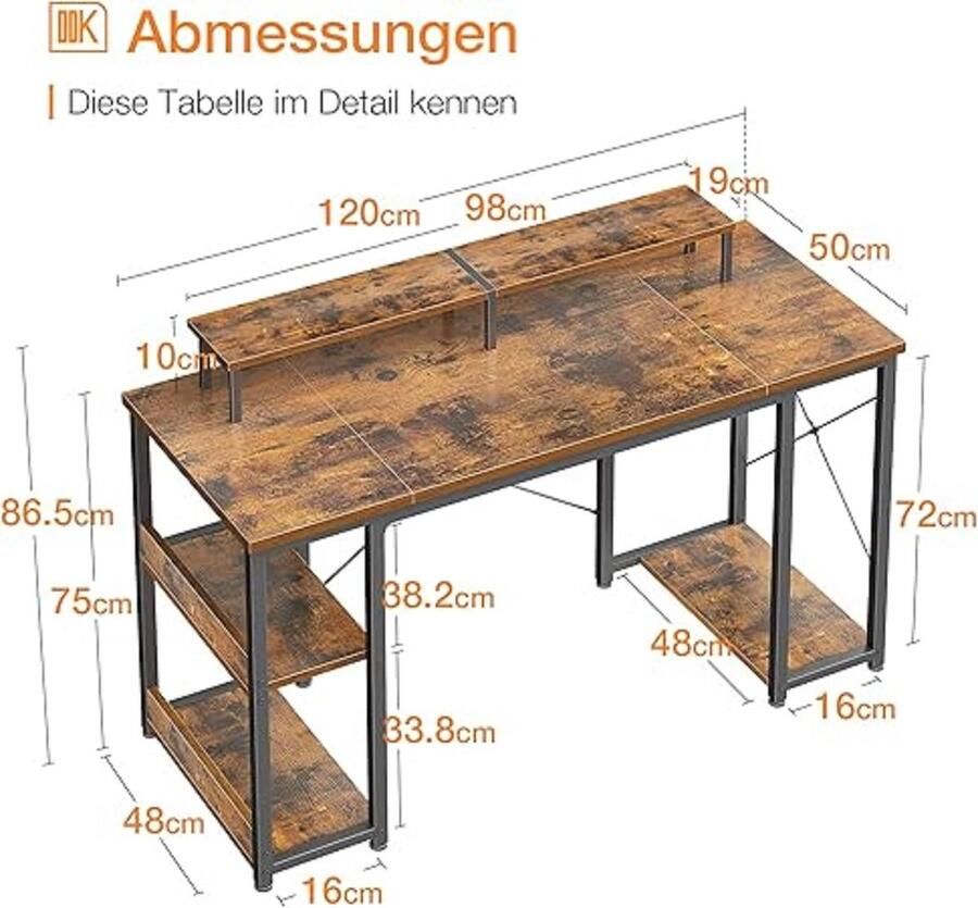 Computer bureau ruimtebesparend Eenvoudige montage Monitor Stand 120D x 50W x 86.5H centimetres