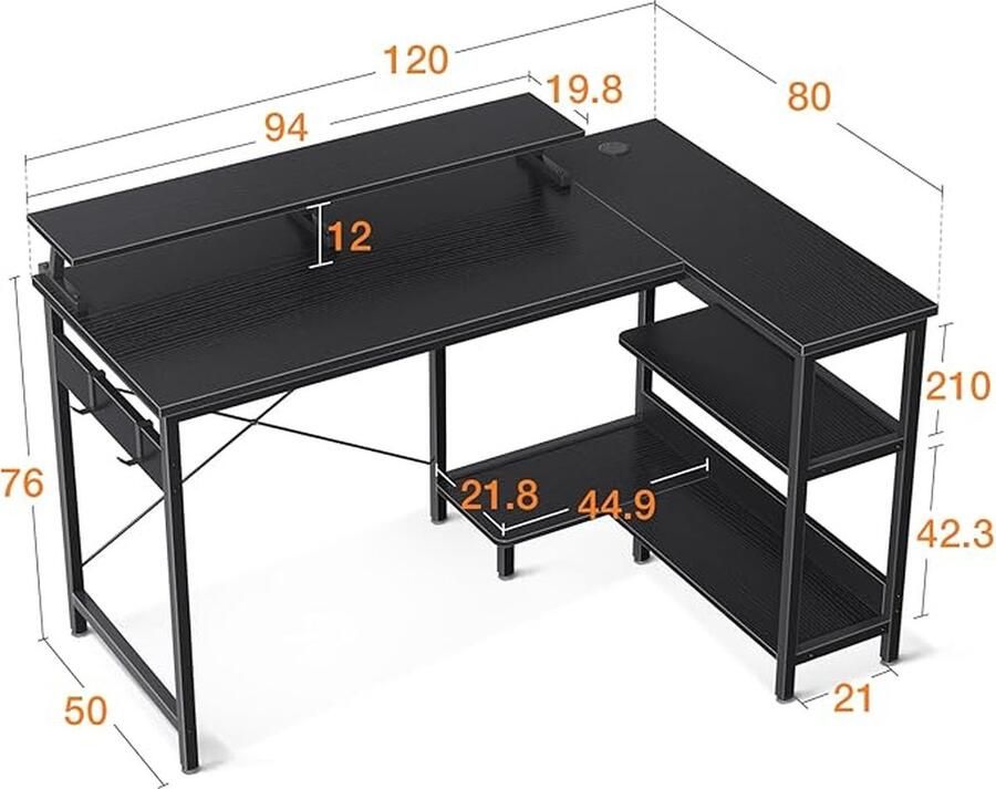 Computer bureau ruimtebesparend Eenvoudige montage Monitor Stand 120D x 88W x 80H centimetres