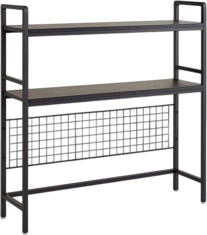 Retadou Computer Desktop Bookcase 2-Tier 37.5 Inch Multipurpose Wood Desk Hutch Bookshelf for Computer with Adjustable Shelf Display Rack Desk Organizer for Office Home Dormitory Black