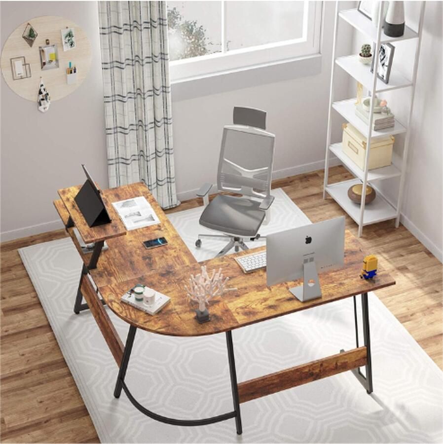 Computer Gaming Hoekbureau Voor Gaming 130 x 130 cm L-Vormige Tafel Met Schermhouder Haak Voor Hoofdtelefoon Opslag Lade Voor Studie Spel