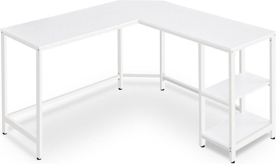 Rootz Living Rootz Computerbureau Bureau Studietafel Spaanplaat en staal Ruim werkoppervlak Stevige constructie Eenvoudige montage Esdoornwit 138 cm x 138 cm x 76 cm