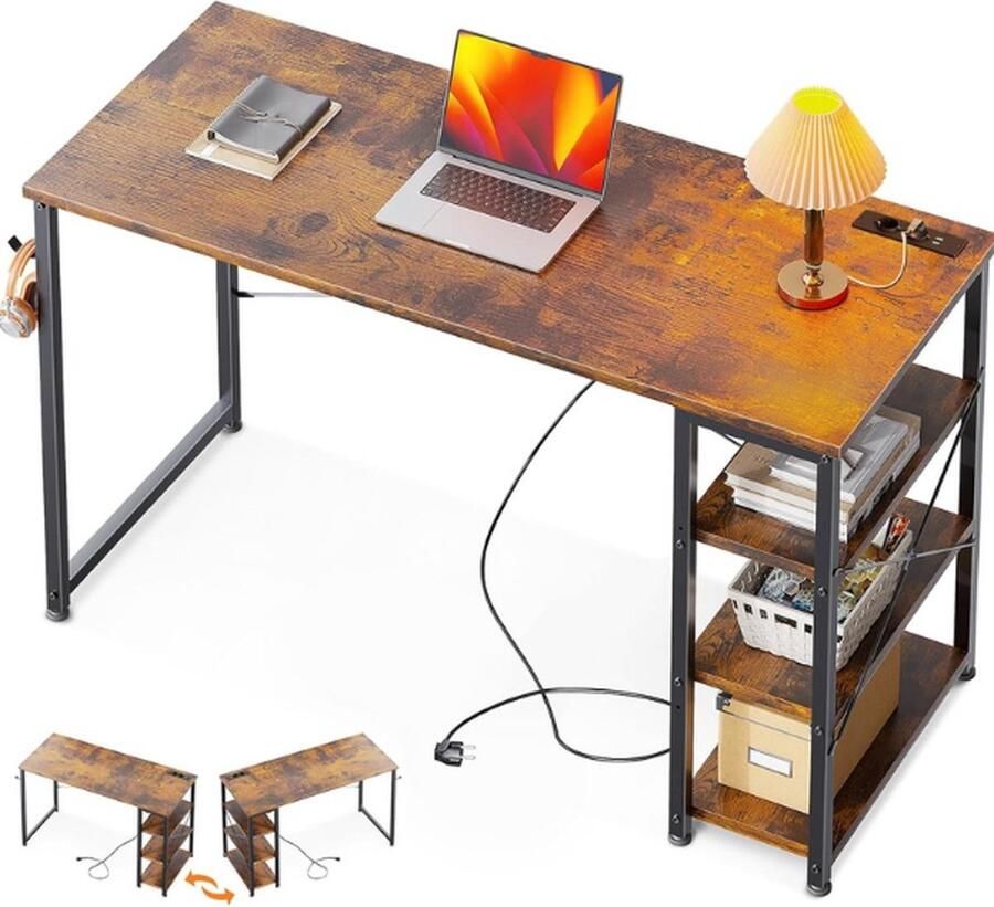 Computerbureau gamingtafel computer thuisbureau met display stand 120 x 40 x 75 cm bruin
