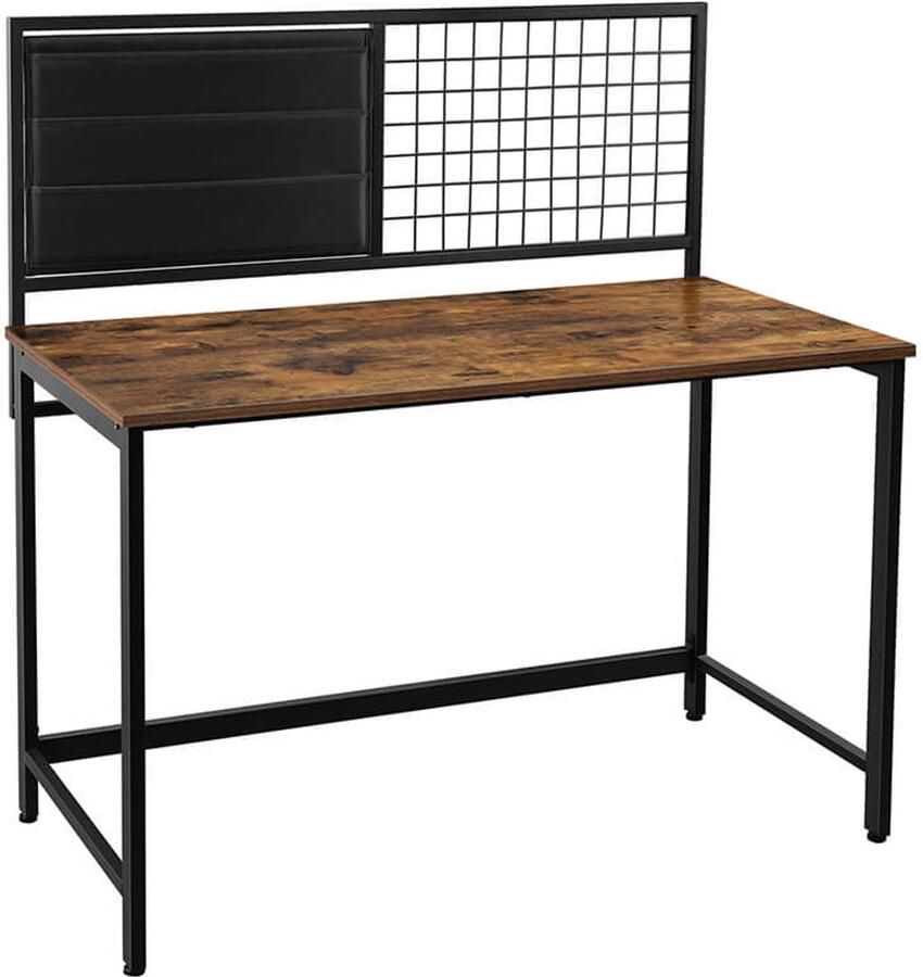 Computerbureau met Raster – Rustiek Bruin – Spaanplaat Staal & Oxford-stof – Stijlvol en Functioneel Werkbureau