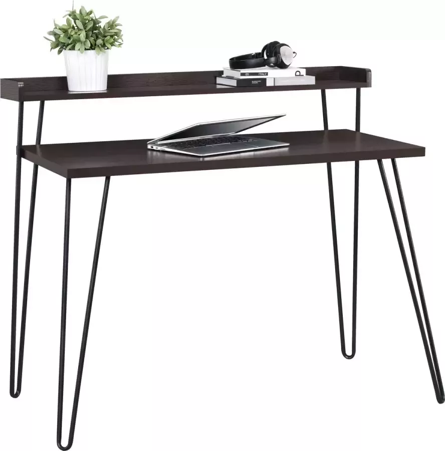 Loft24 Computerbureau met verhoger in gelamineerd spaanplaat espresso