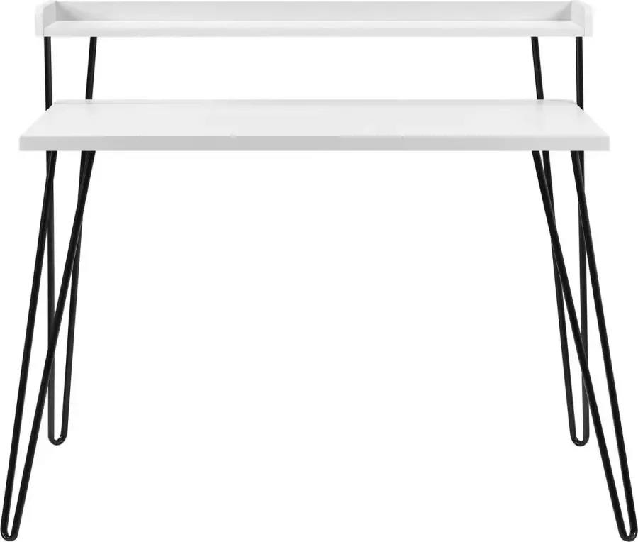 Computerbureau met verhoger in wit gelamineerd spaanplaat